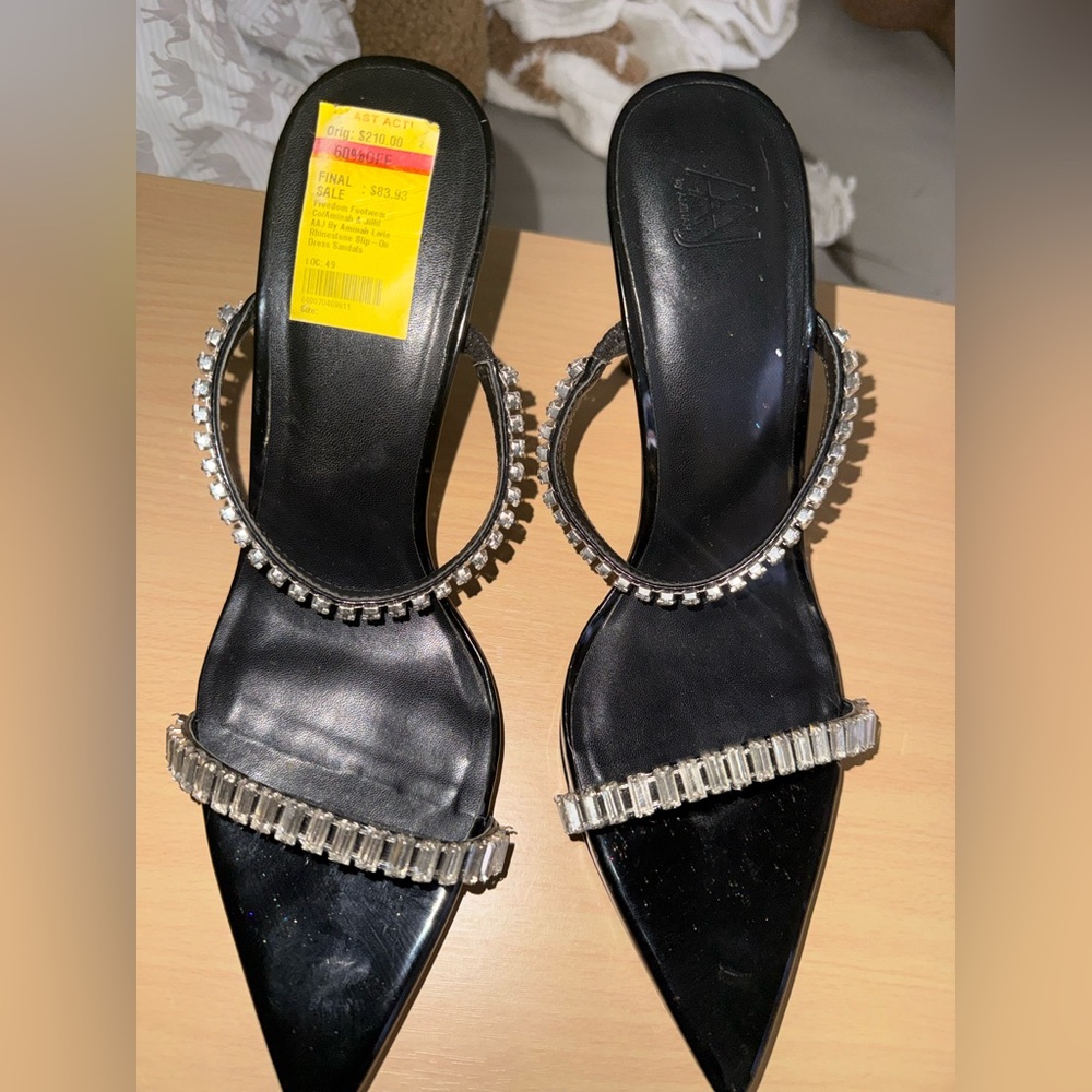 Black Embellished Pointed-Toe Heels